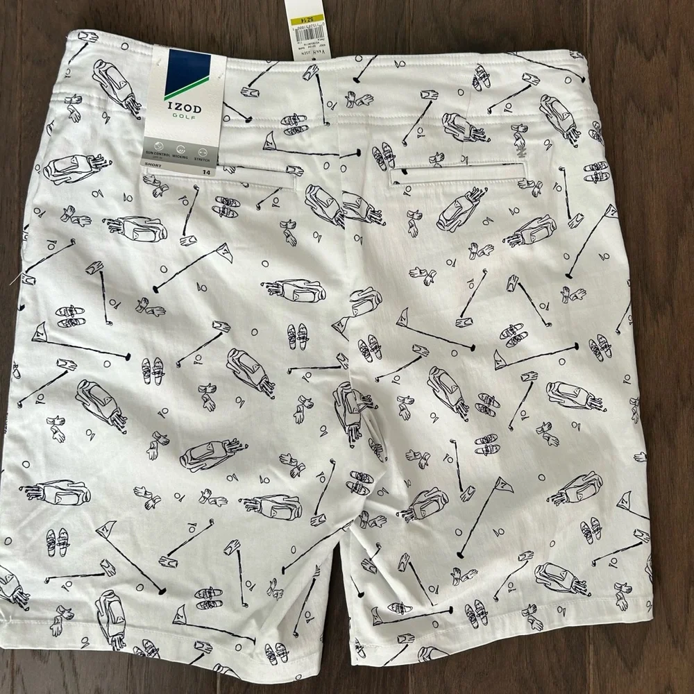 Izod Golf Stretch Chino Graphic Active Performance Shorts NWT